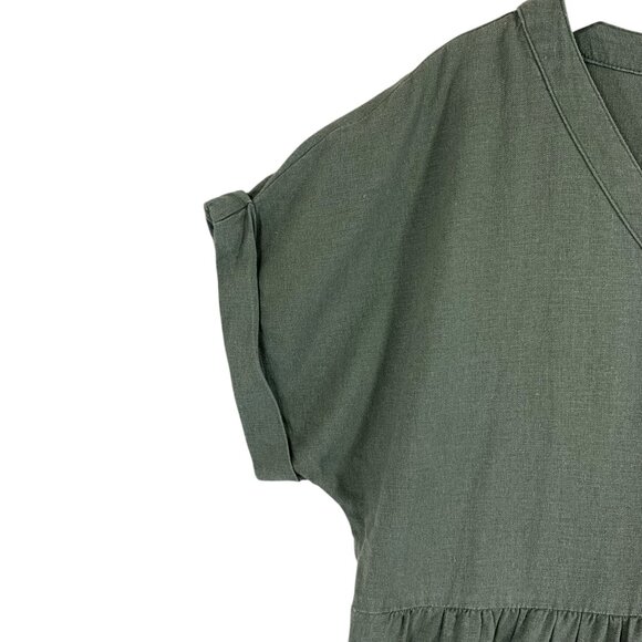 khaki /olive linen blend tunic dress pull on Briggs New York size medium - Picture 11 of 14